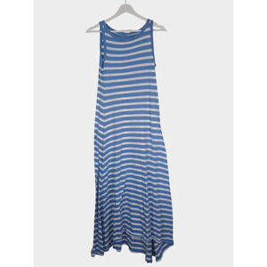 J. Crew Dress Women's XS Blue White Striped Nautical Coastal Resort Cotton Maxi